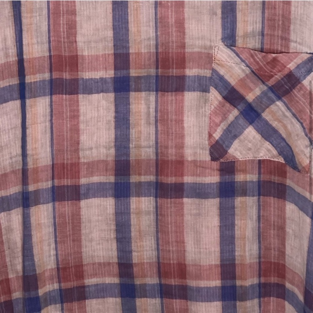 Perch Plaid Pink Blue yellow plaid Top - Picture 3 of 5